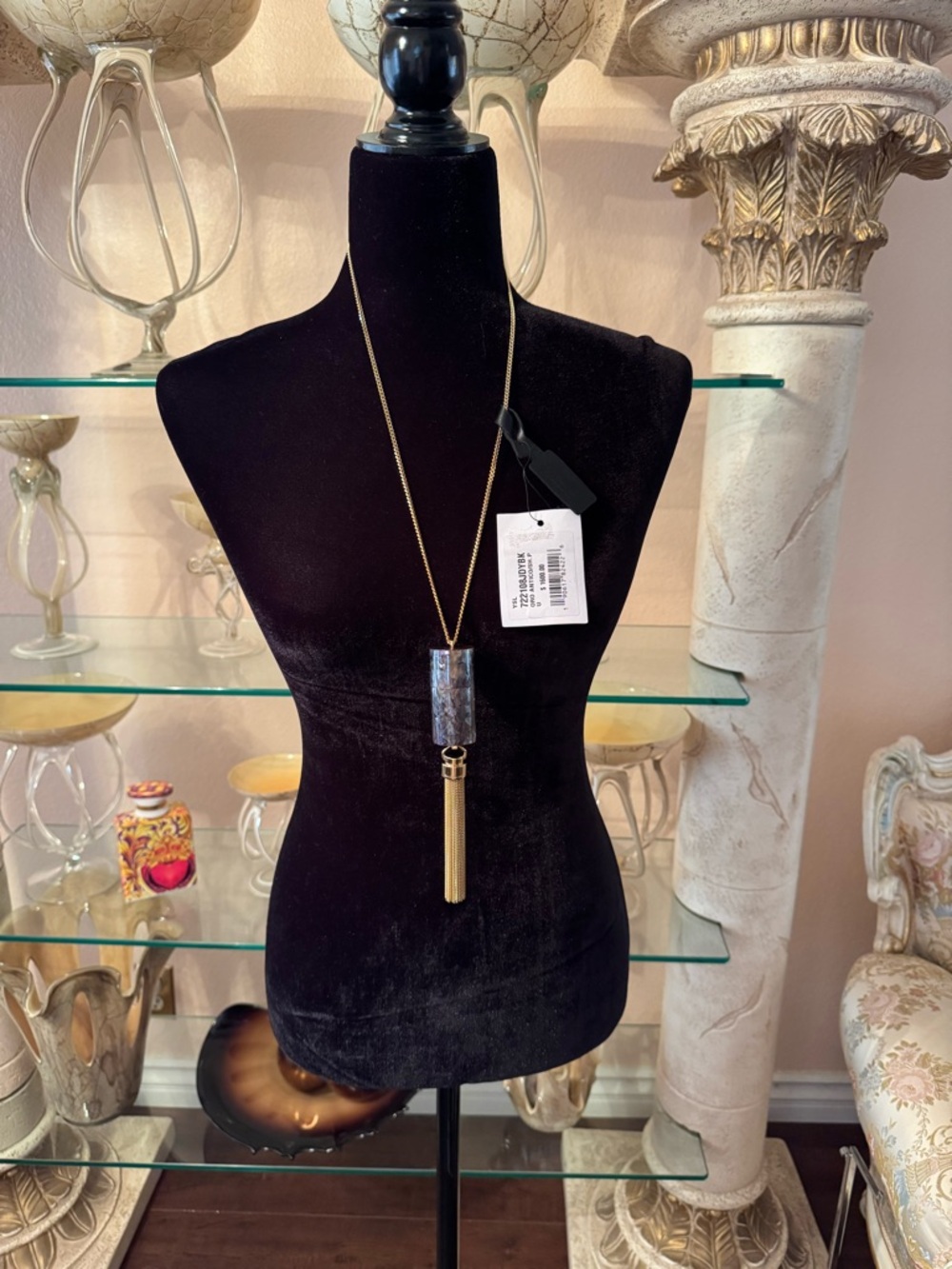 Saint Laurent 

Angelica Mini Tube Necklace In Plexiglass And Metal Retal $1660